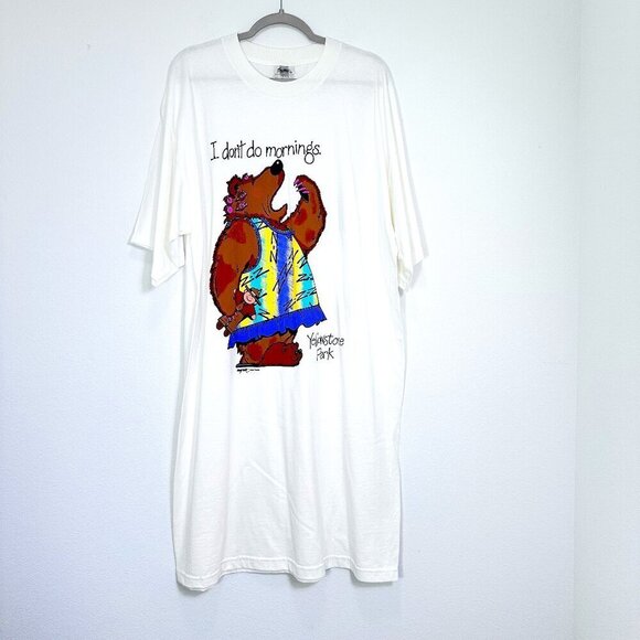 Vintage Sutton's Nightshirt Yellowstone Bear I Don't Do Mornings National Parks - Picture 1 of 8
